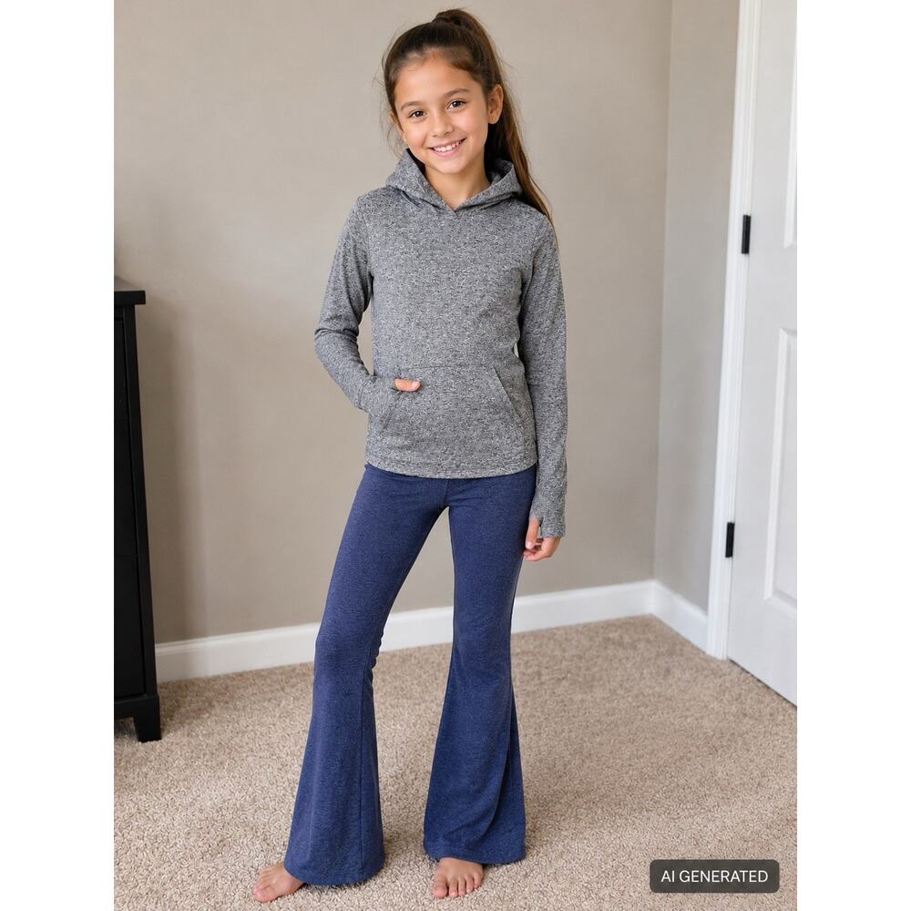 Athleta Girl Medium 8-10 Charcoal Hoodie Kangaroo Pockets UpTempo Hooded Top